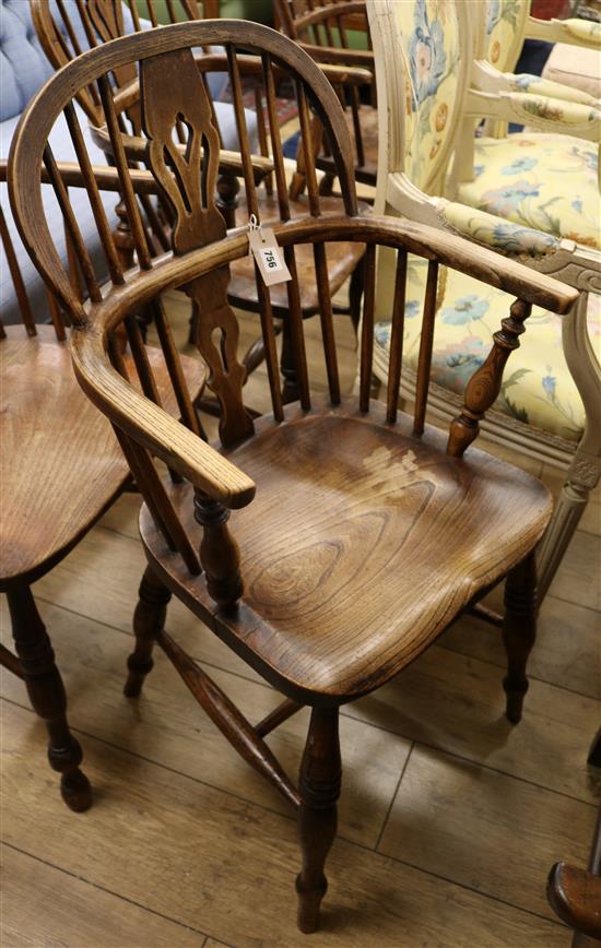 An ash and elm Windsor low-back armchair